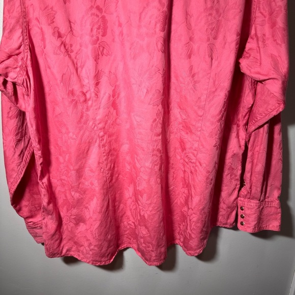 Ariat Pink Floral Ebossed Print 100% Cotton Snap Button Down Shirt Size XXL - Picture 12 of 14